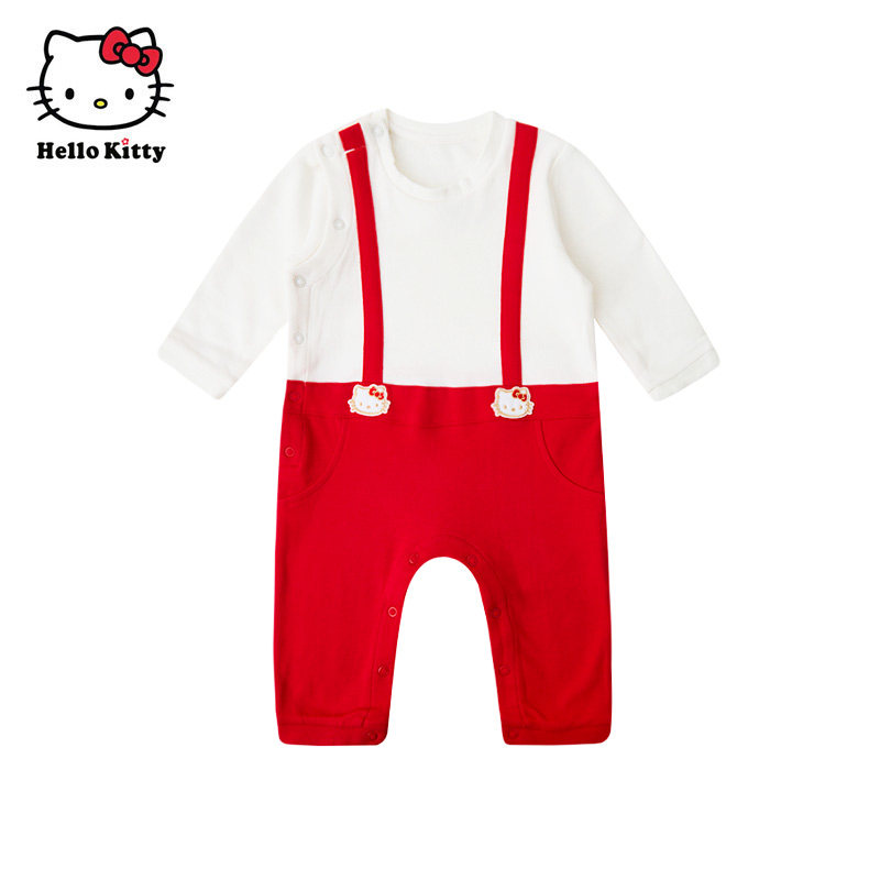 凯蒂猫Hello Kitty童装女童春秋纯棉长袖假两件连体衣宝宝爬服,童装/婴儿装/亲子装,连身衣/爬服/哈衣,淘宝优惠券,粉丝福利购,淘宝优惠卷