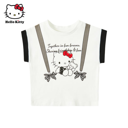 Hello Kitty童装女童短袖休闲上衣夏款棉圆领T恤