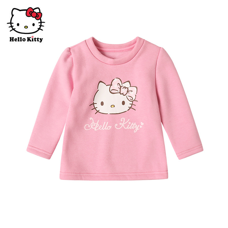 Hello Kitty秋款女童保暖加绒卫衣套头上衣儿童打底衫