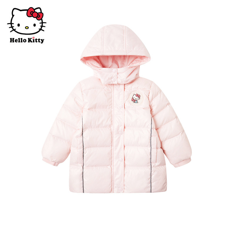 Hello Kitty凯蒂猫童装女童长款羽绒服冬儿童保暖白鸭绒羽绒外套