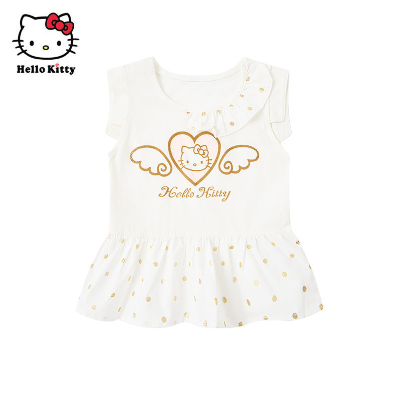 Hello Kitty女童可爱印花女童纯棉背心无袖上衣夏季宝宝装婴儿装
