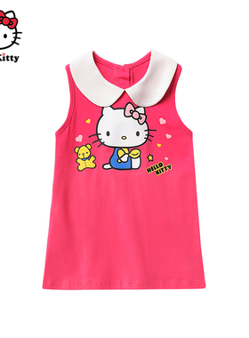 HelloKitty凯蒂猫童装女童连衣裙无袖背心裙子学院风