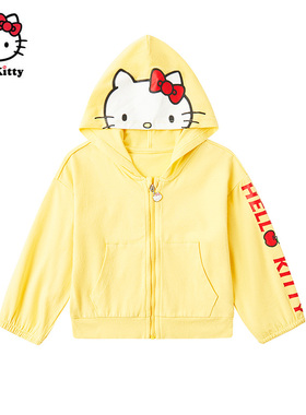 Hello Kitty童装女童春款棉外套开衫宝宝休闲连帽外套拉链衫