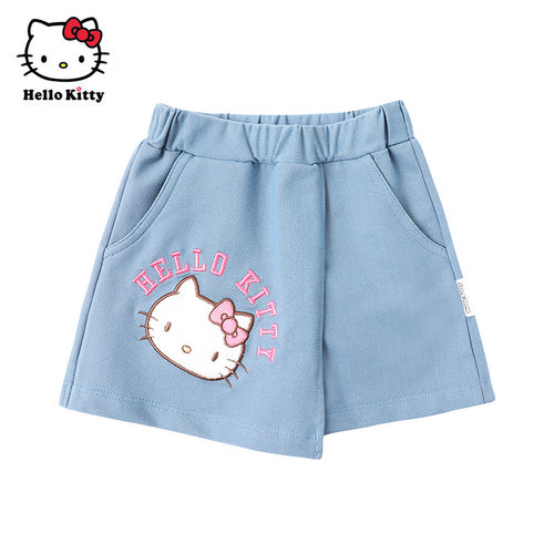 Hello Kitty童装女童春款针织牛仔裙裤休闲裤子短裤