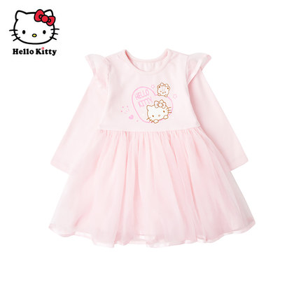 Hello Kitty秋女童长袖网纱连衣裙公主风洋气公主裙连衣裙子洋装