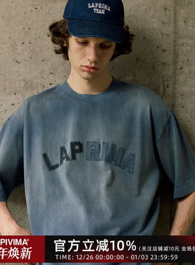 LAPRIMA EMBROIDERED PATCH TEE LAP贴布刺绣重磅水洗做旧T恤短袖