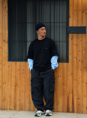 LAPIVIMA LAYERED SHIRT TEE 层次衬衣袖圆领长袖卫衣休闲日系秋