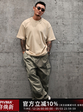 LAPIVIMA TWO-TONED COLOR BLOCK WASHED CARGO PANTS 拼接工装裤