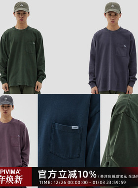 LAPRIMA  LAP BLANK LS TEE素色基础长袖重磅打底T恤300G蜡染水洗