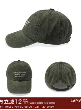 LAPRIMA 6 piece cap LAP 反战标语刺绣鸭舌帽水洗做旧蜡染6片帽