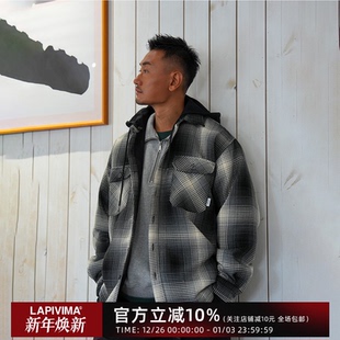 JACKET可拆卸帽绗缝廓形衬衫 DETACHABLE SHIRT QUILTED 夹克 HOOD