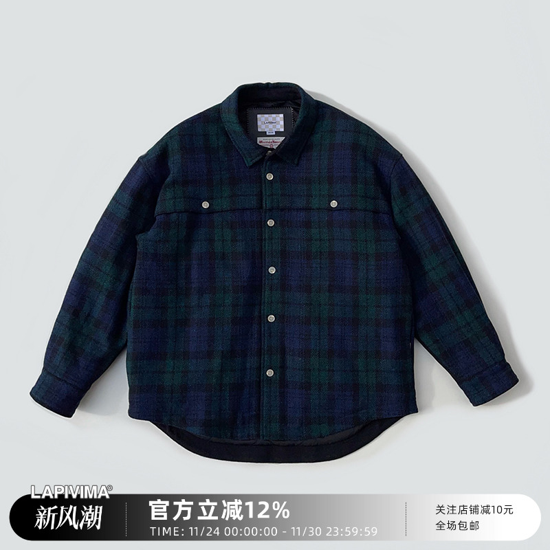 羊毛夹克羊绒格子夹棉