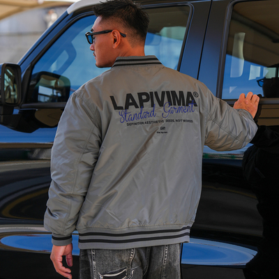 LAP QUILTED BASEBALL JACKET 绗缝棒球外套美式字母复古夹克棉衣