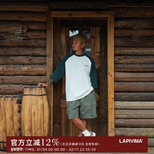 LAPIVIMA CONTRAST 3/4 LS TEE 珠地撞色圆领七分袖日系休闲户外