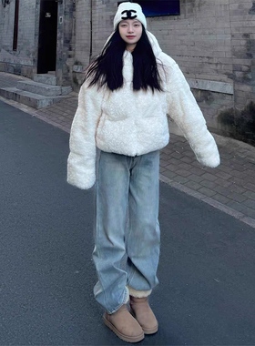 175高个子加长美式浅蓝牛仔阔腿裤女春季新款高腰宽松显瘦拖地裤