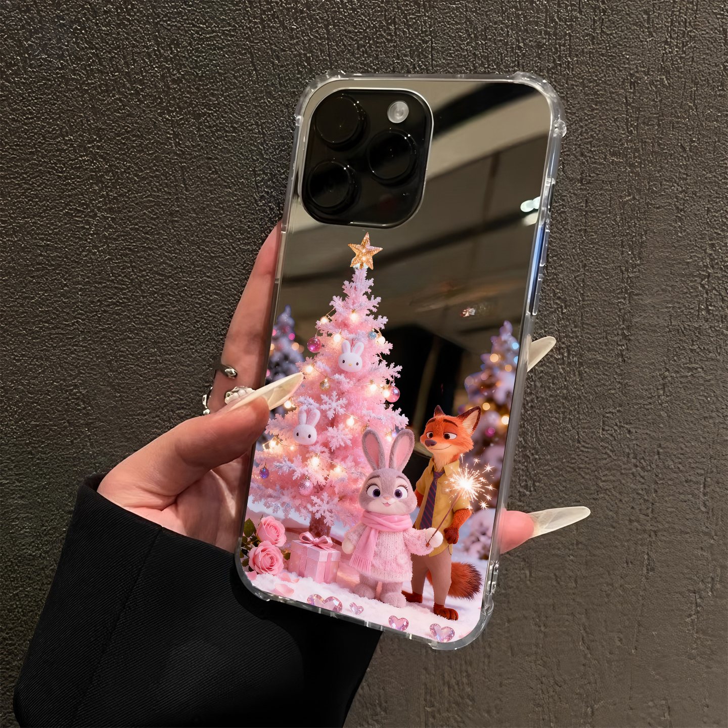 疯狂动物城兔子圣诞树适用iPhone17pro镜面16promax卡通15Pro苹果14手机壳xsmax补妆13软12公仔xr朱迪尼克cp