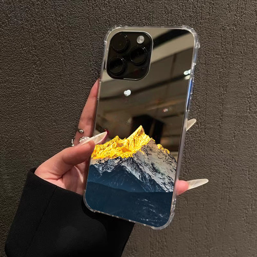 日照金山风景雪山适用iPhone17promax镜面15promax招财14Pro苹果16手机壳xsmax创意13简约12情侣78plus补妆xr
