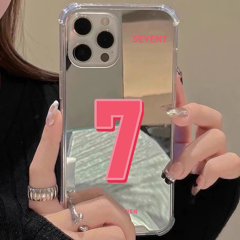 幸运数字7适用iphone15华为pura70苹果13手机壳opporeno8镜面vivox90s红米note9情侣nova7高级感mate60一加12