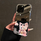 打工人玲娜贝儿适用iPhone17pro镜面16promax创意15Pro苹果14手机壳xsmax补妆13卡通12可爱xr比耶xs公仔8plus