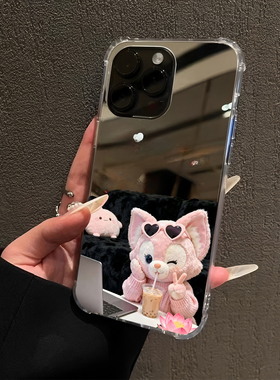 打工人玲娜贝儿适用iPhone17pro镜面16promax创意15Pro苹果14手机壳xsmax补妆13卡通12可爱xr比耶xs公仔8plus