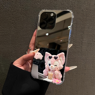 打工人玲娜贝儿适用iPhone17pro镜面16promax创意15Pro苹果14手机壳xsmax补妆13卡通12可爱xr比耶xs公仔8plus