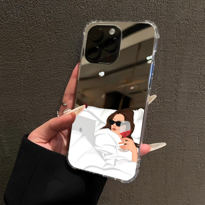 女人的精神状态适用iPhone17pro镜面16promax墨镜15Pro苹果14手机壳xsmax补妆13红酒7/8plus创意12潮6p简约xr
