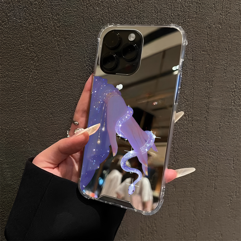 紫气东来旺女性灵蛇适用iPhone16pro镜面15promax简约14Pro苹果11手机壳xsmax创意13卡通7/8plus可爱xr潮12/6