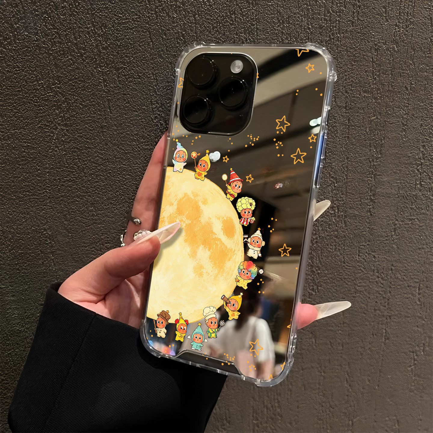 月亮星星排起可爱小队适用iPhone17promax手机套苹果16补妆xsmax苹果14手机壳15pro卡通12萌系13少女xr镜面11