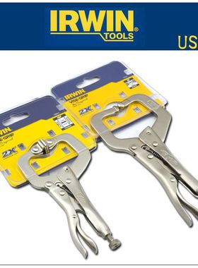 美国IRWIN欧文尖方口宽口大力钳C型4/6/9/11/18SP/R/寸木方固定夹