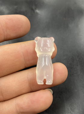 冰种白玉髓玛瑙小哪吒吊坠 卡通白色玉石挂件 玉坠