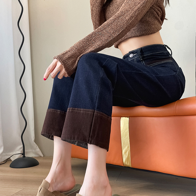 丹宁色高腰时尚秋冬季新款九分裤