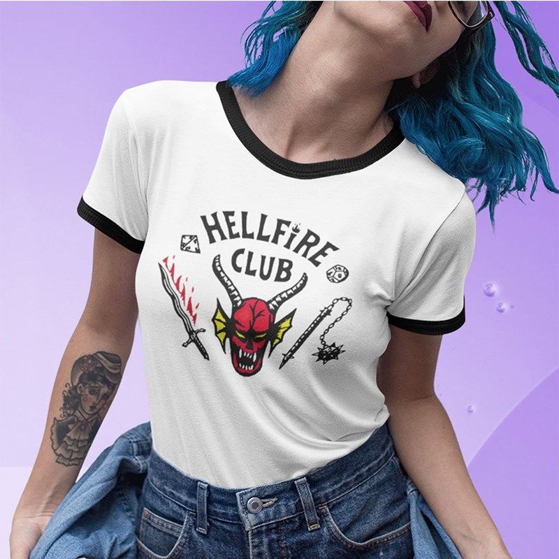 hellfire Club Stranger Things 4奇物怪语欧美字母印花圆领短袖