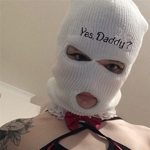 Balaclava Full Ski Hole Knitted Face Mask Yes Daddy