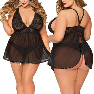 Babydoll Dress Lace Plus Sexy Lingerie Women Sleepwear Size