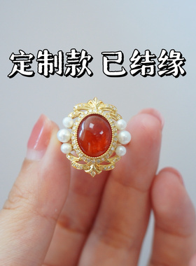 天然无烧红翡金镶翡翠戒指 缅甸天然A货翡翠 高级感
