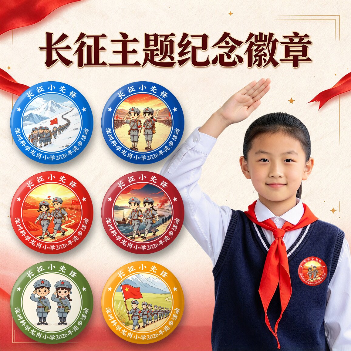 勇敢小红军长征纪念品徽章小挂件