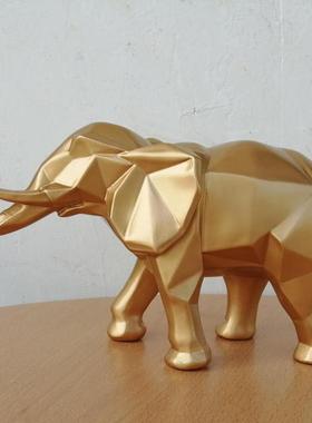 北欧简约树脂几何大象折纸摆件抽象家居动物雕塑摆件桌面装饰