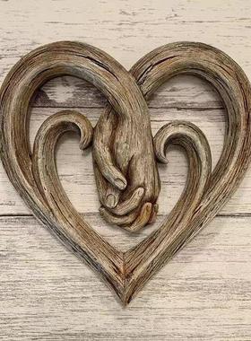 跨境心手牵手墙饰装饰心手相牵礼品树脂工艺品挂饰