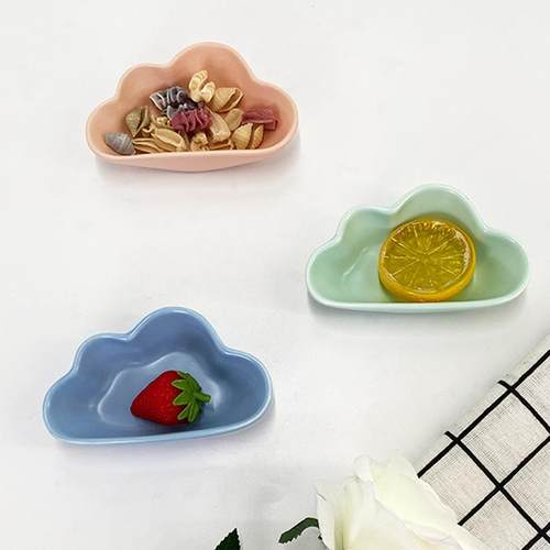北欧陶瓷简约调味碟小菜碟创意云朵碟子厨房卡通餐具醋调料蘸料碟