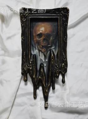 Handmade Liquid painting Surreal Skull Painting万圣节鬼脸