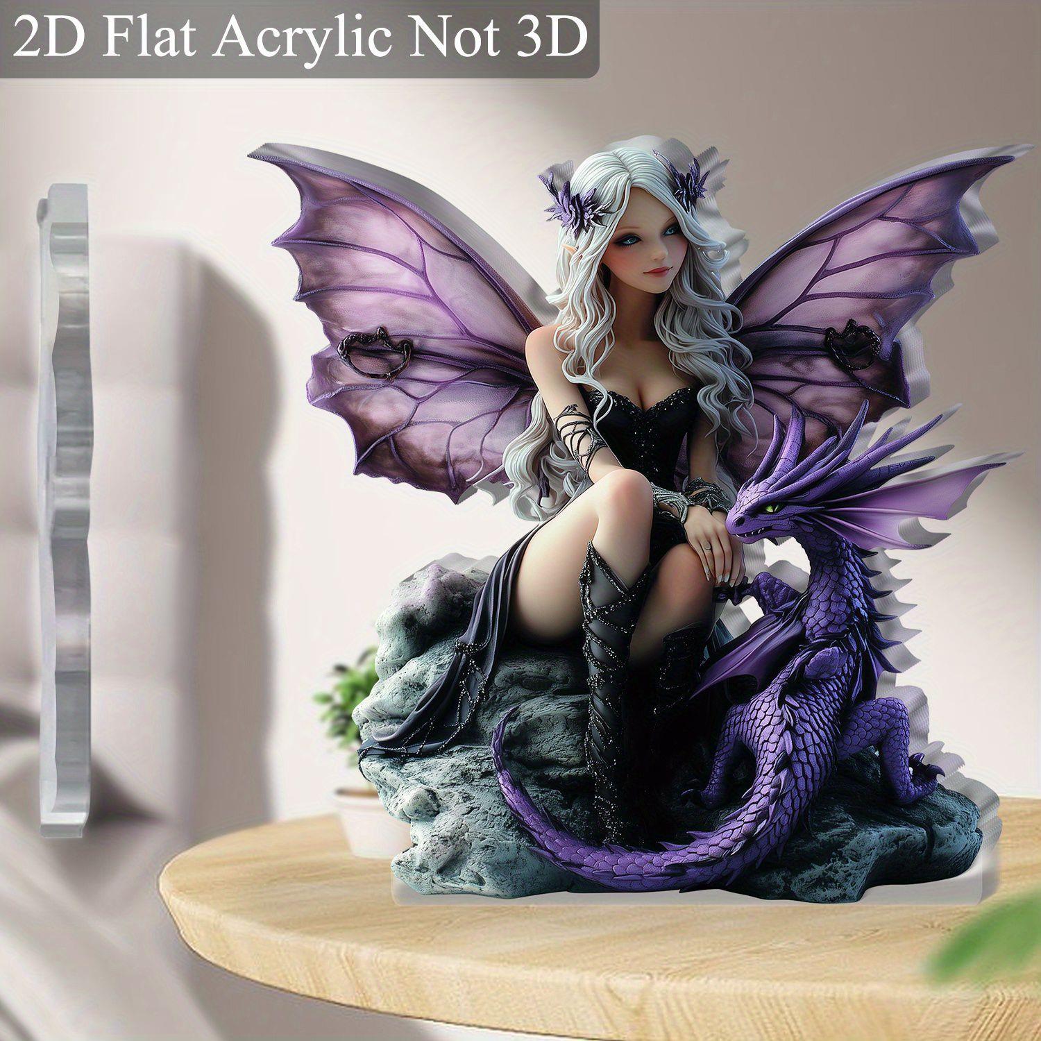 跨境热销紫龙与蝴蝶女孩2D亚克力摆件居家办公室桌面玄关装饰摆件