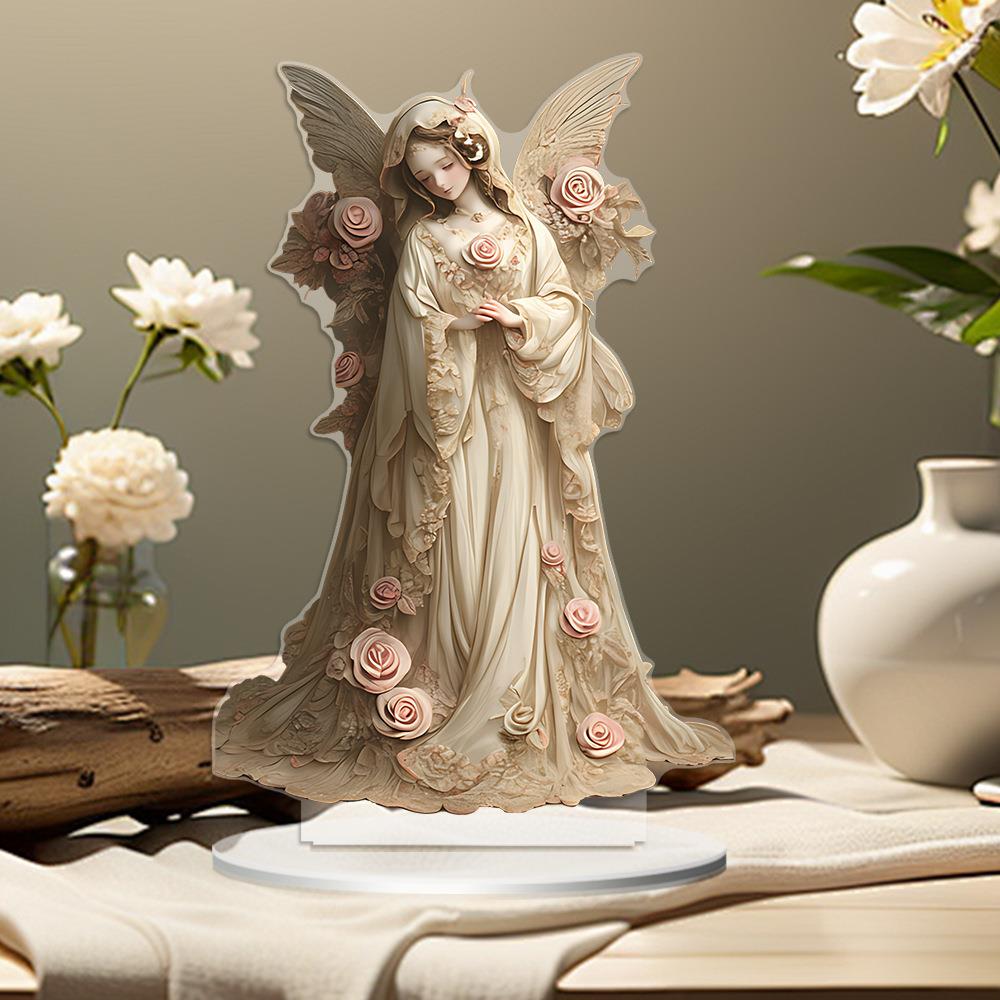 跨境新品欧式复古花仙子天使摆件家居玄关桌面装饰品2D亚克力摆件