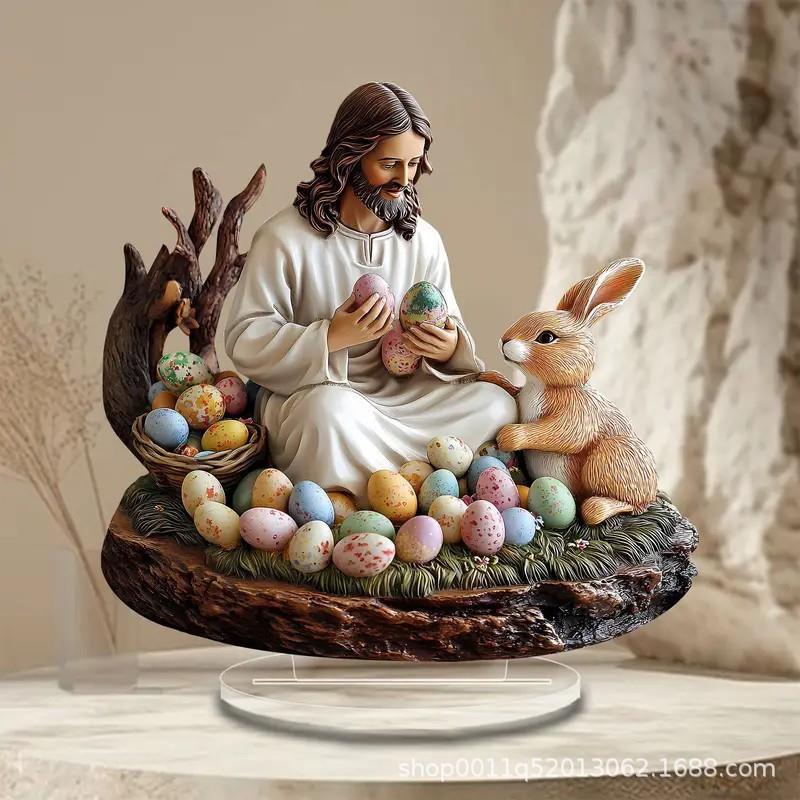 跨境新品复活节工艺品摆件2D亚克力节日家居桌面装饰办公室摆件