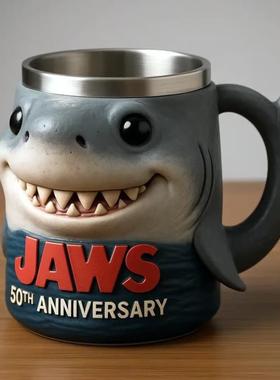 跨境新品独立站爆款Jaws50th anniversary mug大白鲨50周年纪念杯