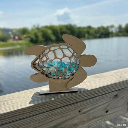 跨境 新款Sea Turtle Sea Glass Display Box海龟形状贝壳展示盒