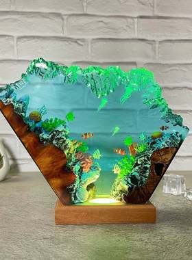 跨境爆款水母海洋艺术树脂夜灯家居装饰独特的母亲节礼物