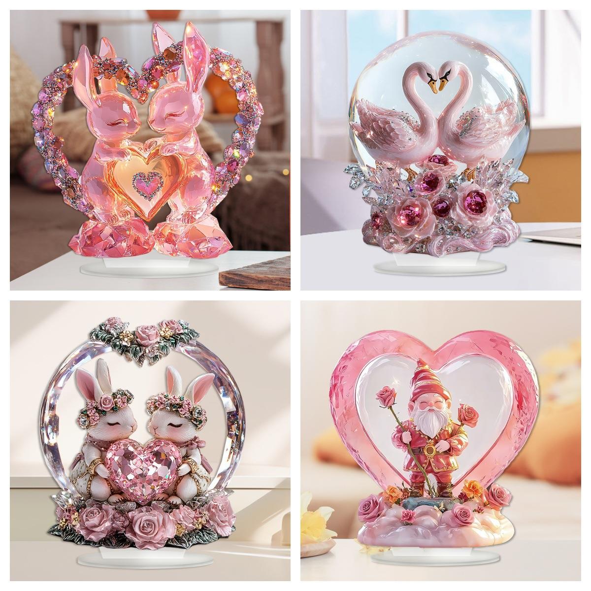 跨境爆款复活节情人节五彩兔子2D亚克力装饰摆件客厅玄关桌面装饰