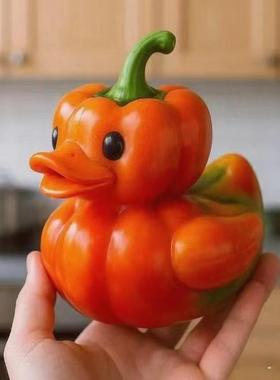跨境新品 Whimsical Vegetable Duck 奇思妙想的蔬菜鸭树脂工艺品