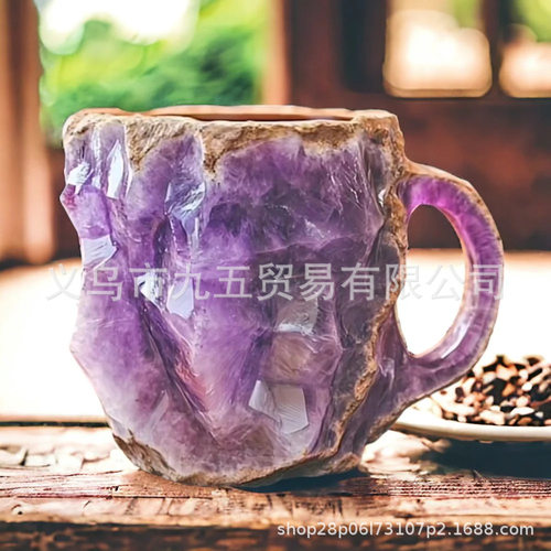 跨境新款 Mineral Crystal Coffee Mugs 矿物水晶咖啡树脂杯