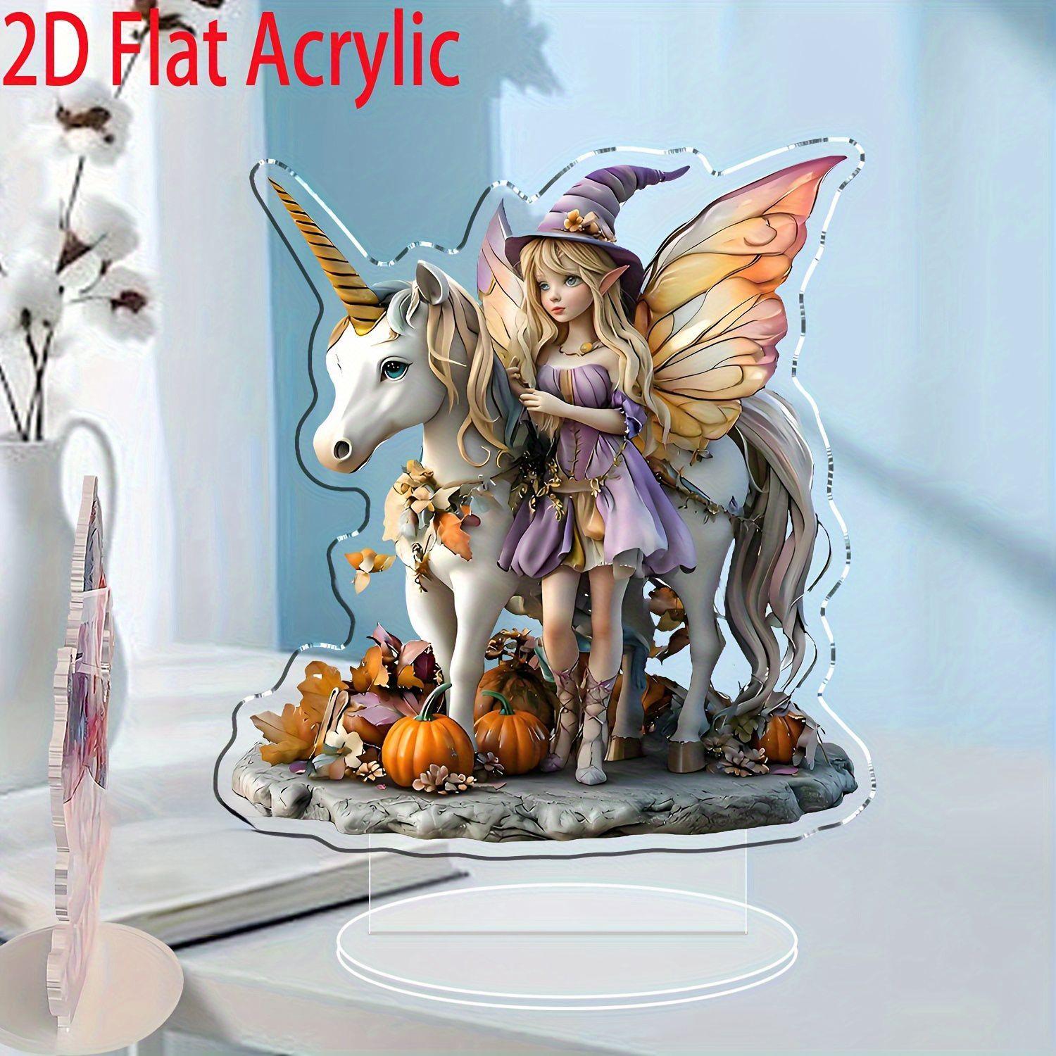 跨境新品独角兽白马和仙子2D亚克力平面立牌家居桌面装饰礼物摆件